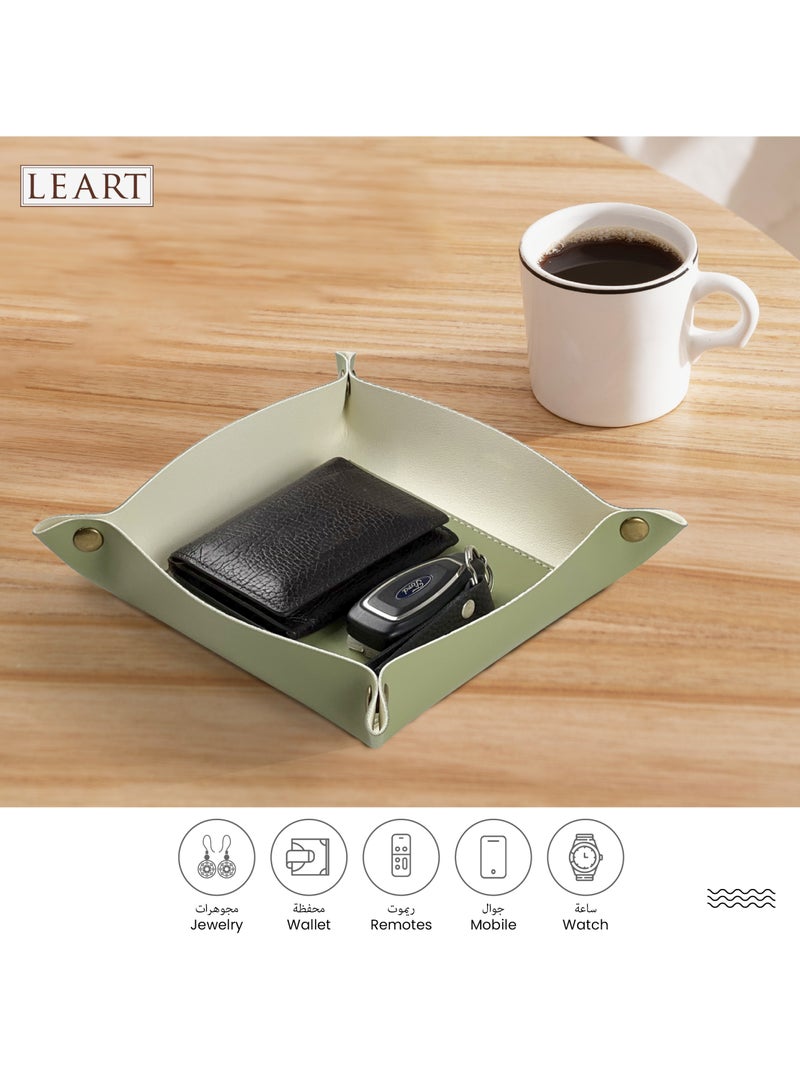 لي آرت Valet Tray - صينية صغيرة ومدمجة لتخزين الأغراض | منظم للمكتب، بجانب السرير، مدخل المنزل | صينية لتخزين المفاتيح والعملات المعدنية والقرطاسية والمجوهرات (الأخضر المائل إلى الرمادي)  - Image 3