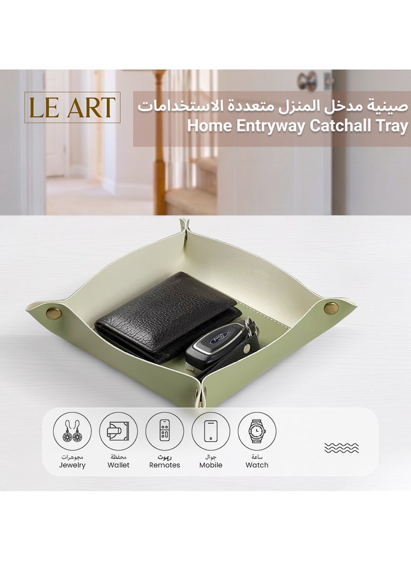 LeArt Valet Tray - Small & Compact Catchall Tray | Desk, Bedside, Home Entrance Entryway Organizer | Valet Tray for Keys, Coins, Stationary, Jewellery (Sage Green) - Image 3