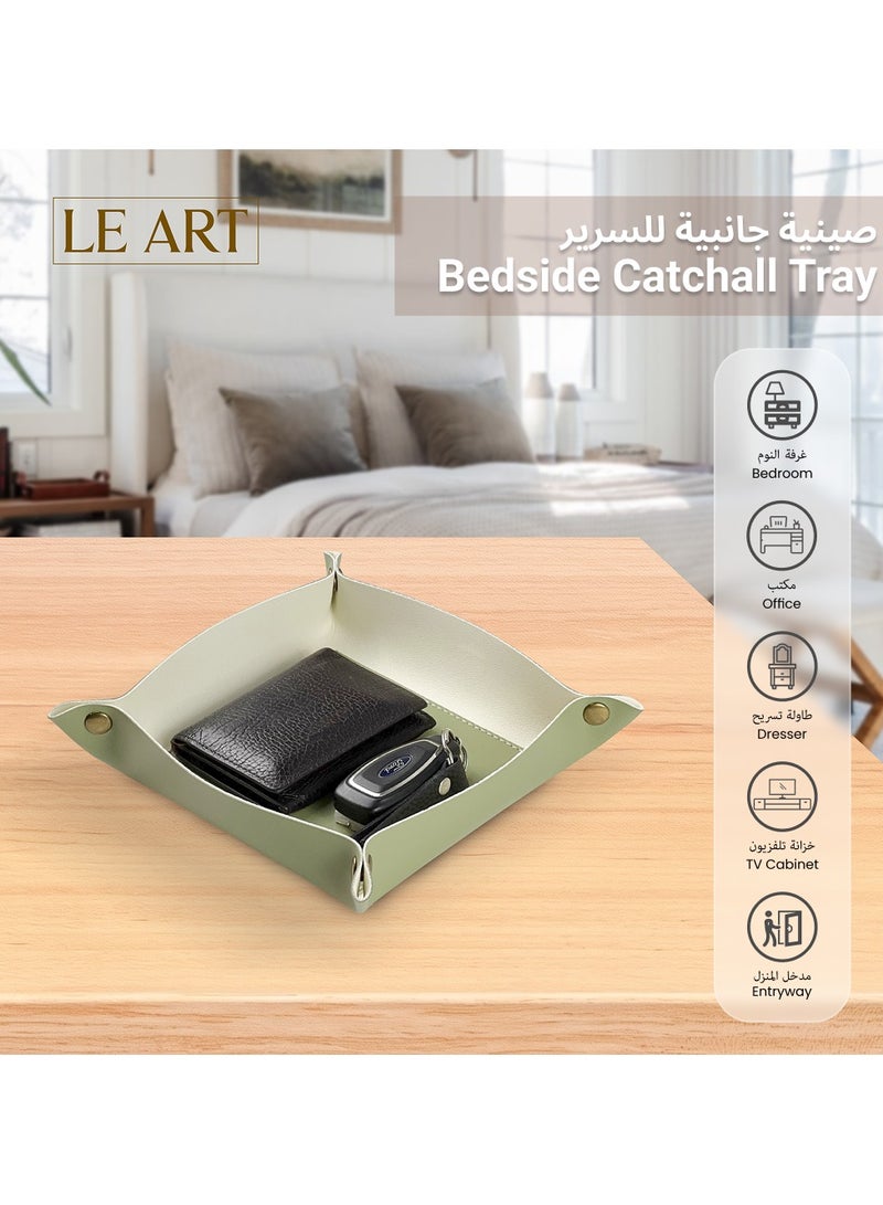 LeArt Valet Tray - Small & Compact Catchall Tray | Desk, Bedside, Home Entrance Entryway Organizer | Valet Tray for Keys, Coins, Stationary, Jewellery (Sage Green) - Image 4