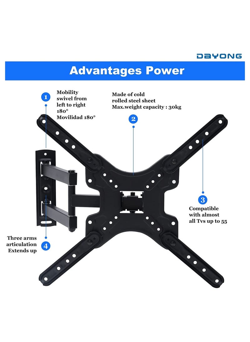 Full Motion Swivel and Tilt TV Wall Mount for 14-55 inch TVs & Monitors,TV Bracket Holds up to 30kg - Image 2