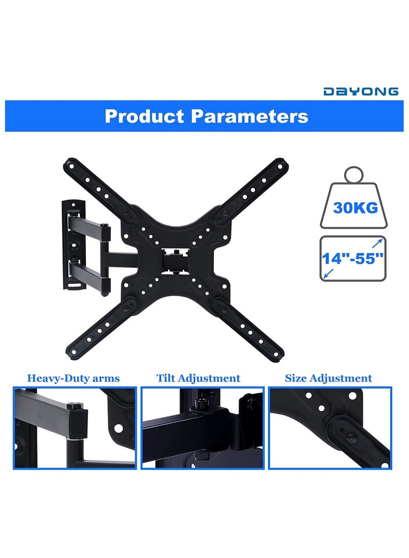 Full Motion Swivel and Tilt TV Wall Mount for 14-55 inch TVs & Monitors,TV Bracket Holds up to 30kg - Image 4