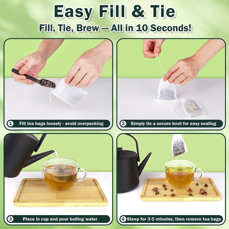 POSTANTIN 400Pcs Disposable Tea Bags for Loose Leaf Tea, Empty Tea Filter Bags for Cooking, Infuser Sachets for Spice, Coffee, Herb and More (3.54x2.75 Inch) - Image 3