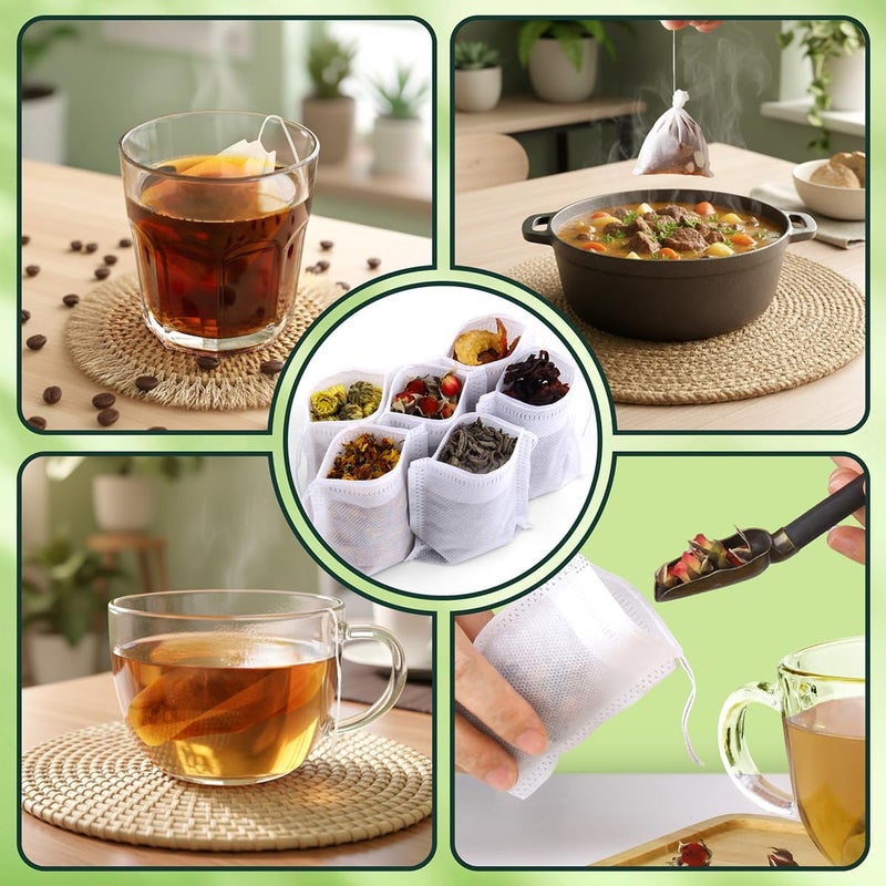 POSTANTIN 400Pcs Disposable Tea Bags for Loose Leaf Tea, Empty Tea Filter Bags for Cooking, Infuser Sachets for Spice, Coffee, Herb and More (3.54x2.75 Inch) - Image 5