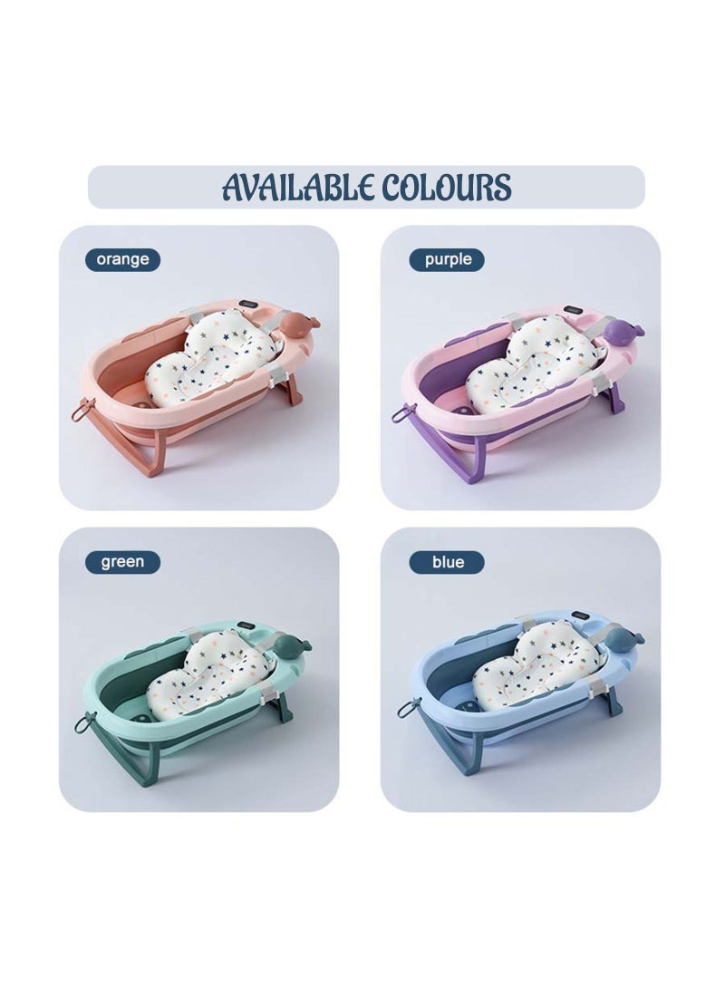 Eazy Kids حوض استحمام قابل للطي مع ميزان حرارة ذكي لمراقبة درجة الحرارة وكوب لغسل وشطف شامبو رأس الطفل - وردي - Image 5