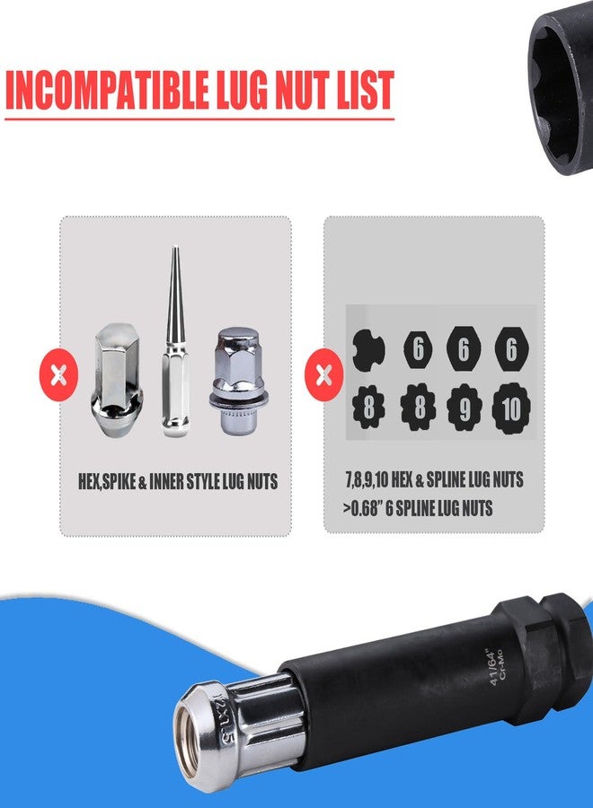 Vexplo 2 Pieces 6 Spline Lug Nut Socket Set, Locking Lug Nut Removal Tool, Wheel Lock Removal Kit for Easy Installation and Removal of Lug Nuts on Aftermarket Wheels - Image 3