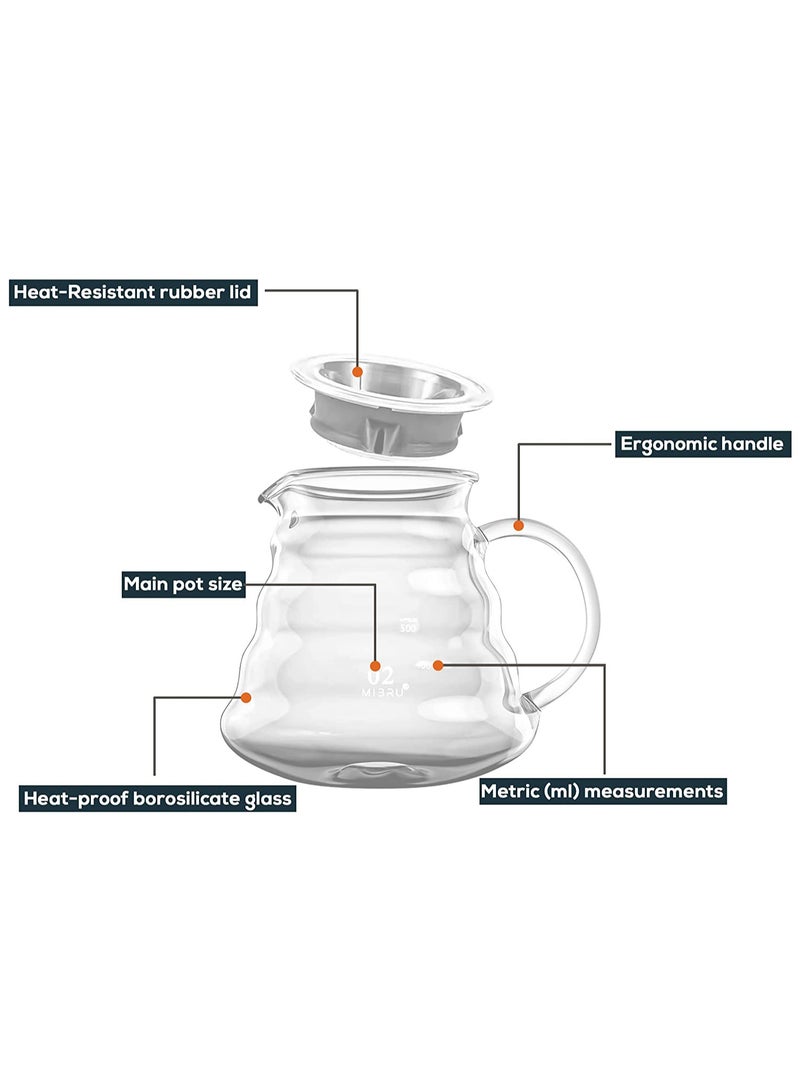 MIBRU Heat Resistant Glass V60 Coffee Server 600ml Pour Over Kettle Teapot Hand Drip Brewer for Everyday Use Home and Outdoor - Image 3