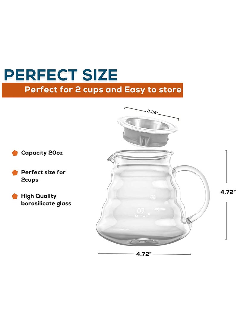 MIBRU Heat Resistant Glass V60 Coffee Server 600ml Pour Over Kettle Teapot Hand Drip Brewer for Everyday Use Home and Outdoor - Image 4