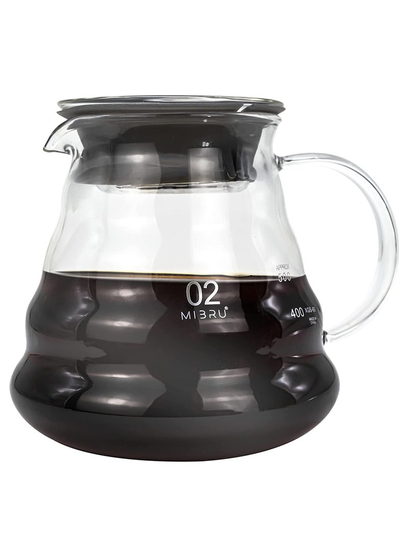MIBRU Heat Resistant Glass V60 Coffee Server 600ml Pour Over Kettle Teapot Hand Drip Brewer for Everyday Use Home and Outdoor - Image 2
