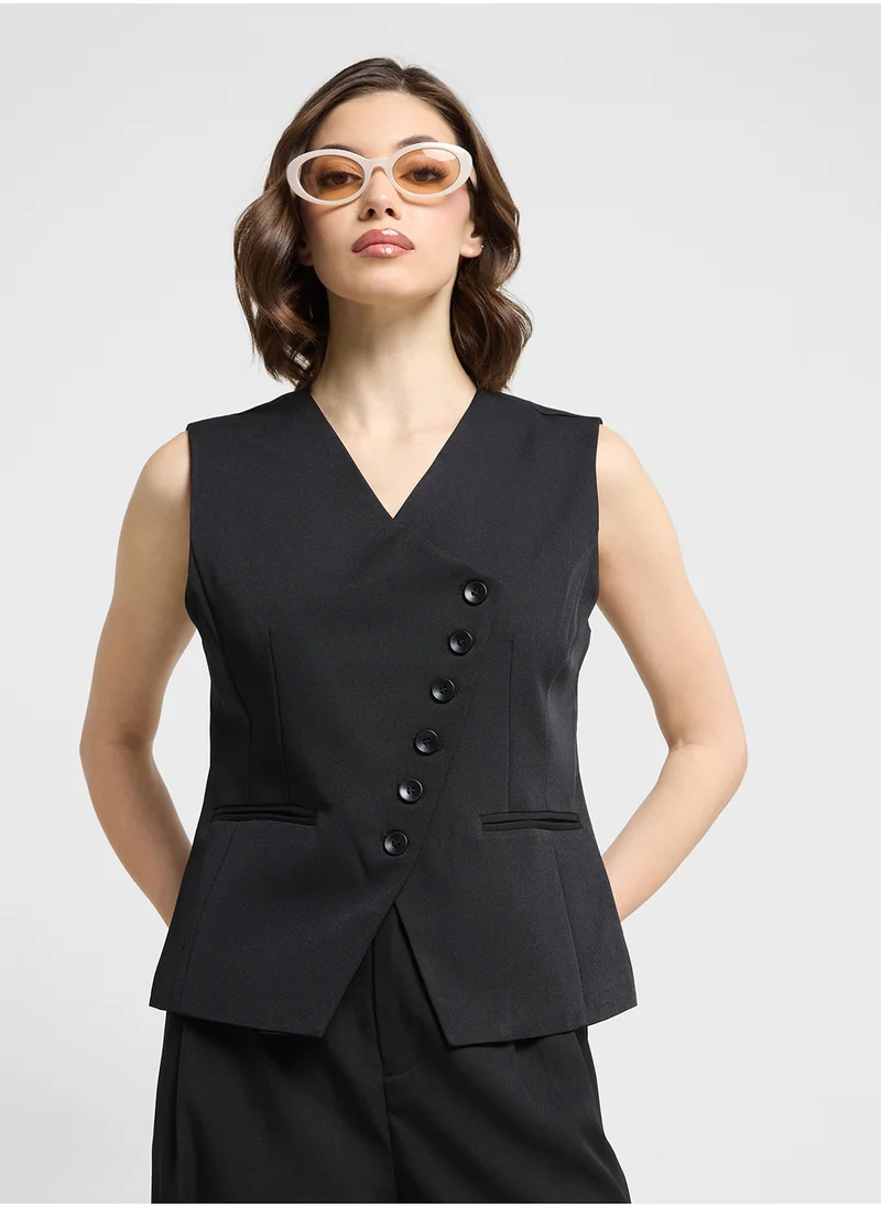 ELLA Slant Button Up Vest