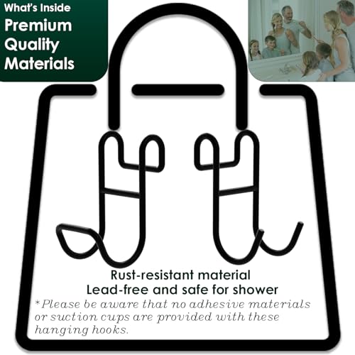 Jovware Black Shower Caddy with Hooks - 2 Pack Shower Caddy for Loofah and Razor - Image 4