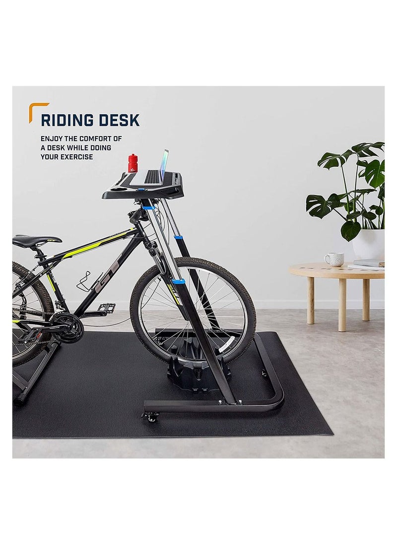 Generic Bike Trainer Fitness Desk Portable Workstation Table for Cycling and Exercise Adjustable Height Gadget Slots and Lockable Wheels  - Image 4