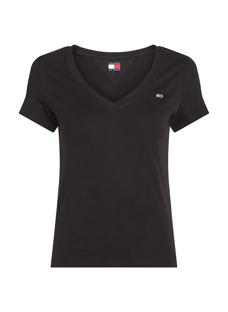 تومي جينز تيشيرت V-Neck بشعار