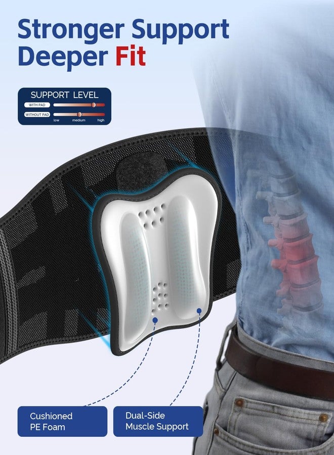 FEATOL Back Brace for Men Lower Back and Women, Removable Dual-Side Spine Lumbar Pad with Snug Fit, Adjustable Support Belt for Work, Gray, Size L 34.5-39" - Image 2