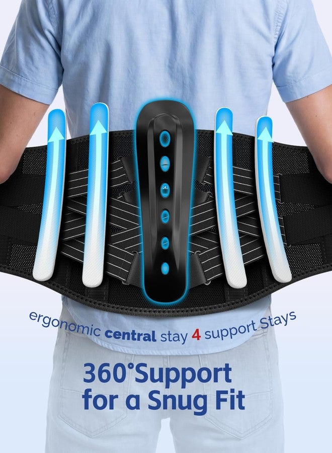 FEATOL Back Brace for Men Lower Back and Women, Removable Dual-Side Spine Lumbar Pad with Snug Fit, Adjustable Support Belt for Work, Gray, Size L 34.5-39" - Image 3