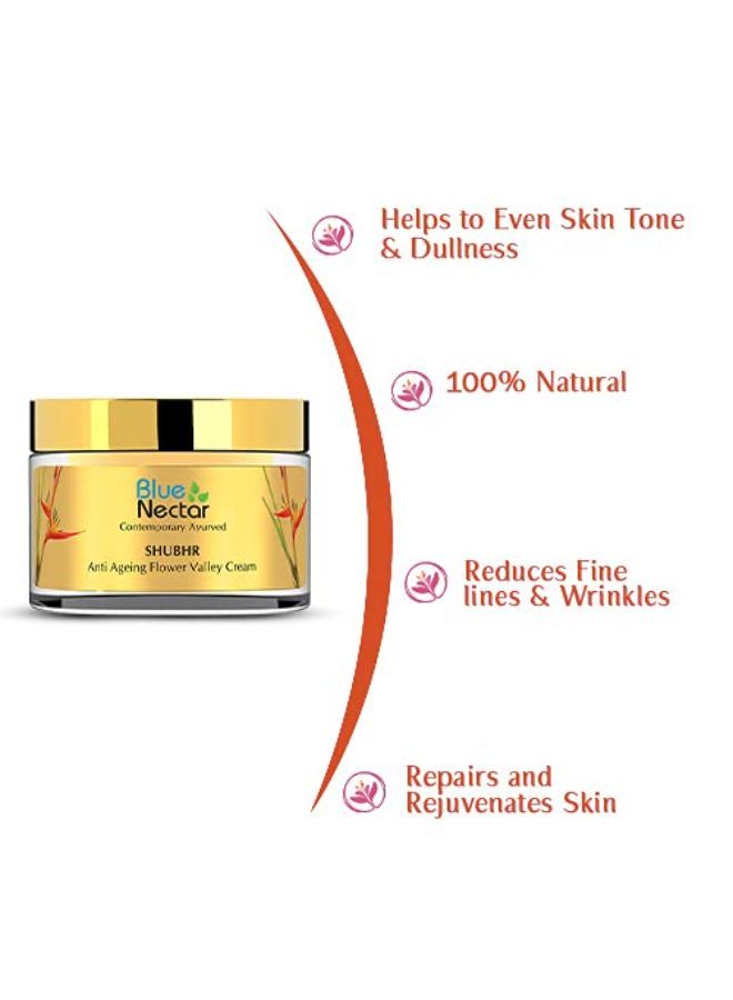 Blue Nectar Anti Ageing Flower Valley Face Cream For Oily Skin Ayurvedic With No Parabens/Sls/Mineral Oil, Rose, Men, 50 G - Image 2