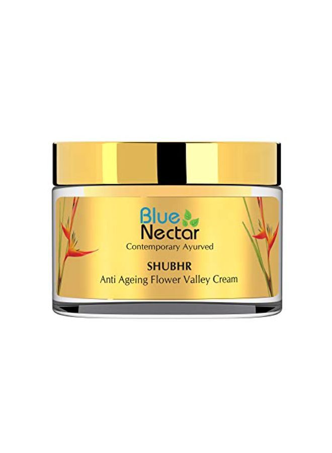 Blue Nectar Anti Ageing Flower Valley Face Cream For Oily Skin Ayurvedic With No Parabens/Sls/Mineral Oil, Rose, Men, 50 G - Image 1