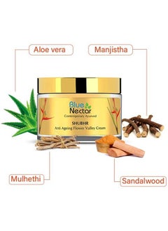 Blue Nectar كريم الوجه المضاد للشيخوخة من فلاور فالي للبشرة الدهنية، من الأعشاب الأيورفيدية، خالٍ من البارابين/SLS/الزيوت المعدنية، ورد للرجال، 50 جم  - Image 3