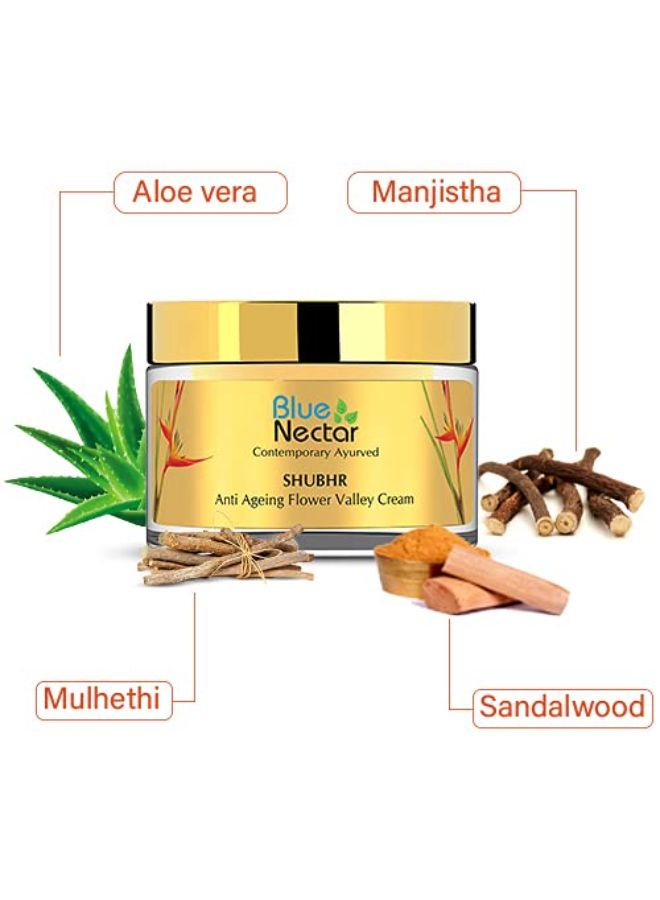 Blue Nectar Anti Ageing Flower Valley Face Cream For Oily Skin Ayurvedic With No Parabens/Sls/Mineral Oil, Rose, Men, 50 G - Image 3