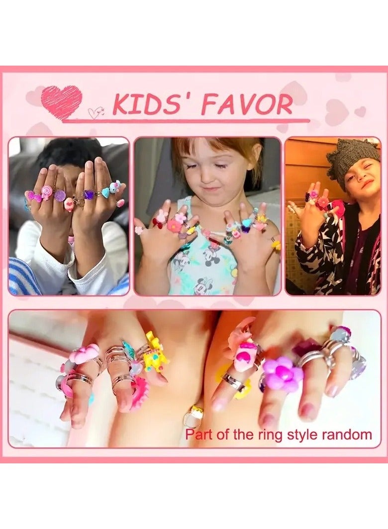 Little Girl Jewel Rings in Box, Adjustable, No Duplication, Girl Pretend Play and Dress Up Rings for birthday gift  - Image 3