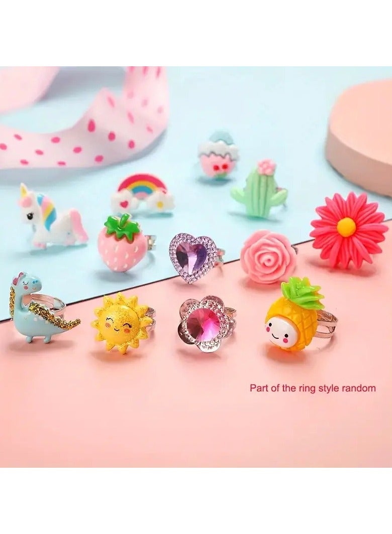 Little Girl Jewel Rings in Box, Adjustable, No Duplication, Girl Pretend Play and Dress Up Rings for birthday gift  - Image 5