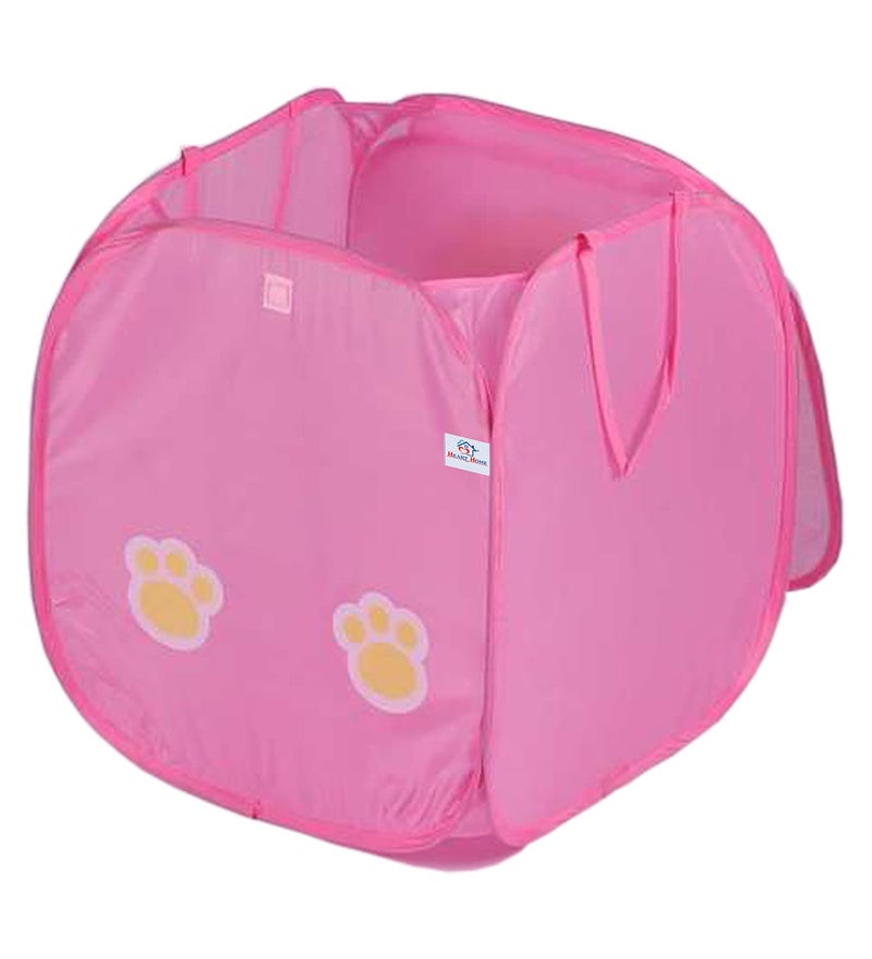 Kuber Industries Heart Home Butterfly Print Foldable Polyster Laundry Basket, Toy Storage Basket, Cloth Storage Basket With Lid & Handles (Pink)-HS_38_HEARTH21181 - Image 3