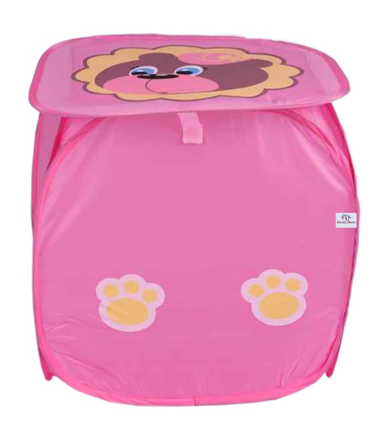 Kuber Industries Heart Home Butterfly Print Foldable Polyster Laundry Basket, Toy Storage Basket, Cloth Storage Basket With Lid & Handles (Pink)-HS_38_HEARTH21181 - Image 2