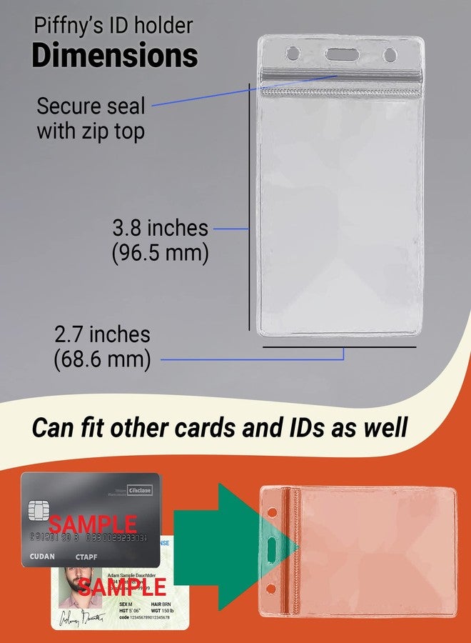 Piffny Clear ID Holder for Lanyard - ID Card Holder Waterproof (Inches, 2.25 x 3.5 Vertical 100Pack) - Image 5