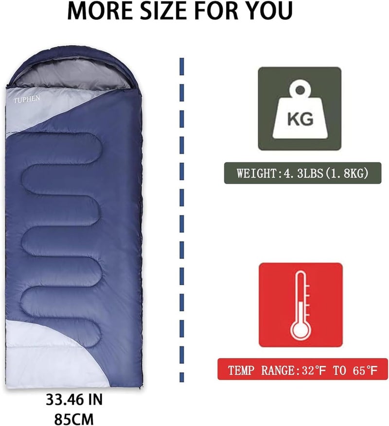 tuphen - Sleeping Bags for Adults Kids Boys Girls Backpacking Hiking Camping Microfiber Liner, Cold Warm Weather 4 Seasons Indoor Outdoor Use, Lightweight & Waterproof - Image 3