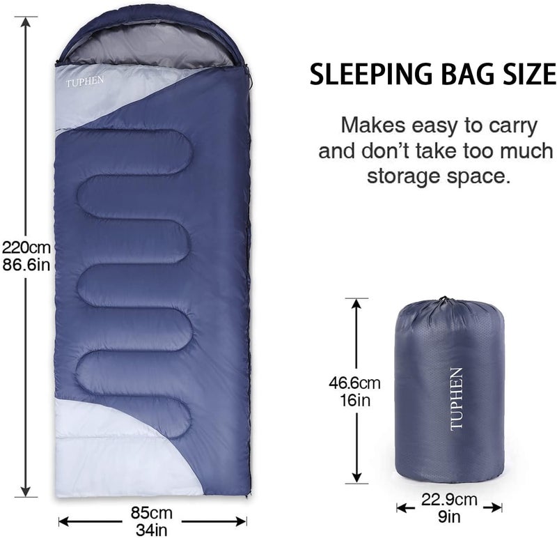 tuphen - Sleeping Bags for Adults Kids Boys Girls Backpacking Hiking Camping Microfiber Liner, Cold Warm Weather 4 Seasons Indoor Outdoor Use, Lightweight & Waterproof - Image 2