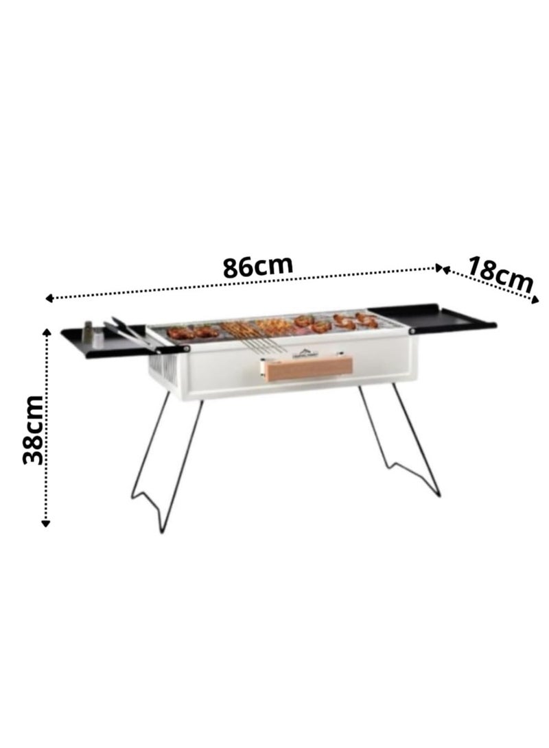 Foldable Charcoal Barbecue Grill – Durable Metal Design, Portable and Easy to Store, Ideal for Camping, Picnics & Outdoor Use, Size 86×38 cm - Image 2