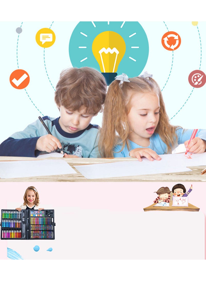 Kidle 150pcs Art Drawing Set Children's Painting Watercolor Pen Wax Crayon Oil Pastel Drawing Pencils Paint Brush Stationery Supplies Kids Gifts - Image 2
