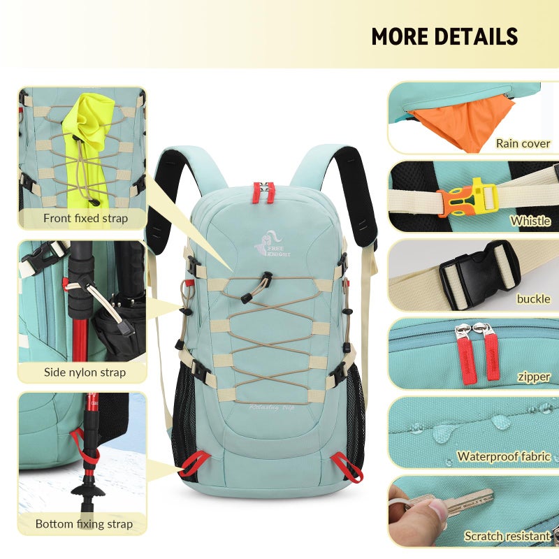 40L Lightweight Waterproof Hiking Backpack with Rain Cover,Outdoor Sport Travel Daypack for Camping Climbing Skiing Cycling - Image 4