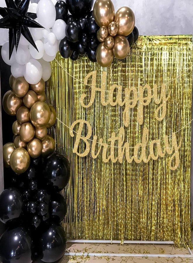 LIGHOON Gold Glitter Happy Birthday Banner, 10 ft Birthday Garland Sign for Women, Men, Kids Party Backdrop - Image 5