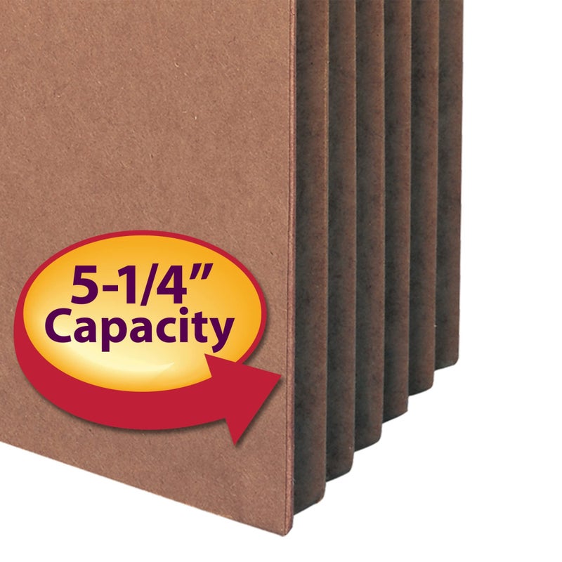 Smead 100% Recycled File Pocket, Straight-Cut Tab, 5-1/4" Expansion, Letter Size, Redrope, 10 per Box (73206) - Image 3