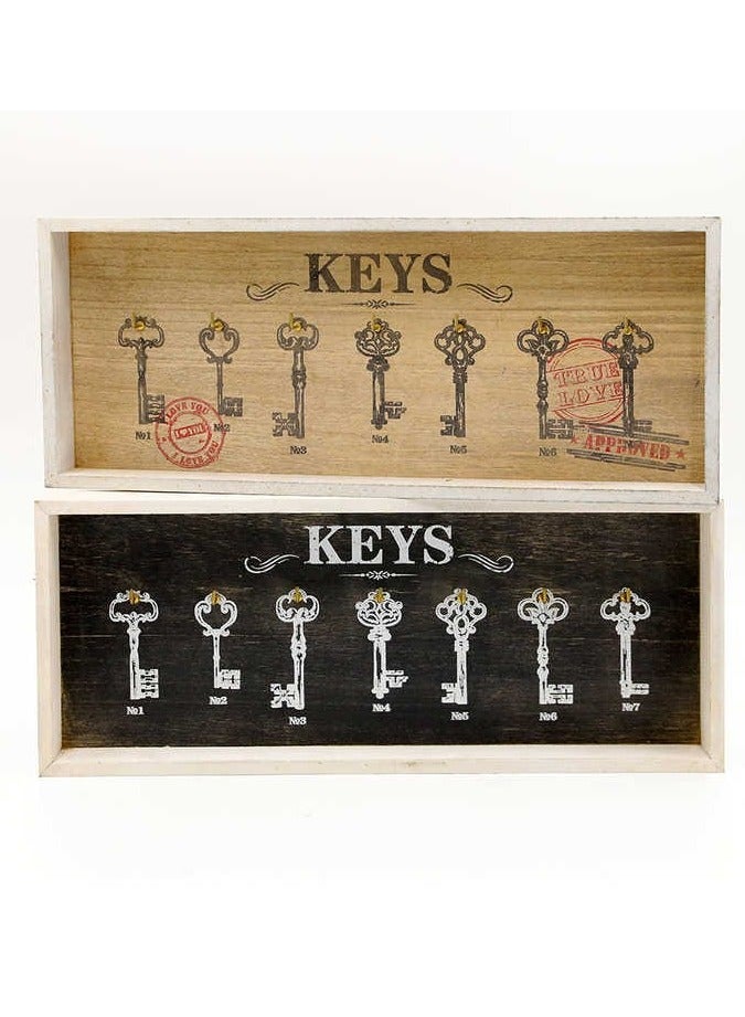 Black Wooden Key Holder Hooks, Wall Hanger Decor for Front Door Kitchen Garage Ready to Hang, 7 Hook Racks  - Image 2