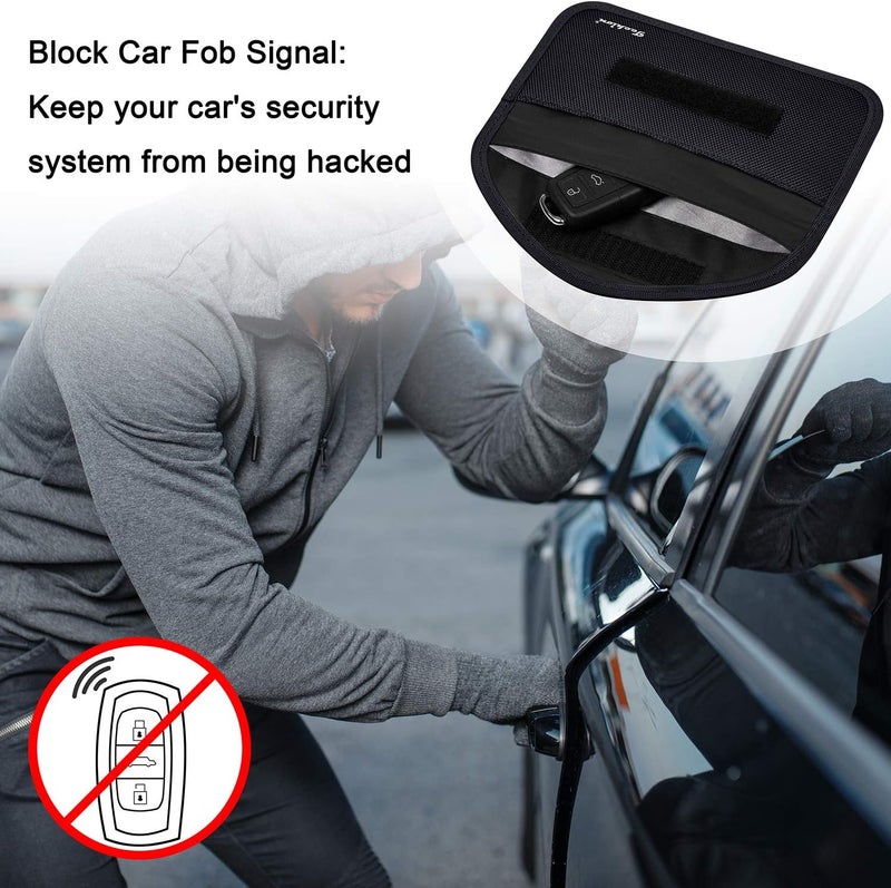 Techion Signal Blocking Bag, 2 Pack RFID Faraday Bag Shield Pouch Cage Box Wallet Case for Cell Phone and Car Key FOB, Privacy Protection, Anti-Hacking - Black - Image 5