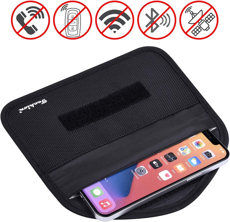 Techion Signal Blocking Bag, 2 Pack RFID Faraday Bag Shield Pouch Cage Box Wallet Case for Cell Phone and Car Key FOB, Privacy Protection, Anti-Hacking - Black - Image 3