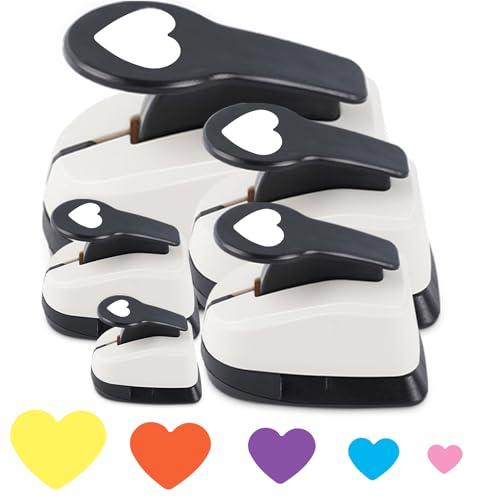 HKKYO Heart Hole Puncher for Crafts, Heart Paper Cutter, Hearts Paper Punch, Hearts Shaped Puncher, Craft Punches for Card Making, 3/8 in, 5/8 in, 1 in, 1.5 in, 2 inch Scrapbooking Punch - 5 Pcs - Image 1