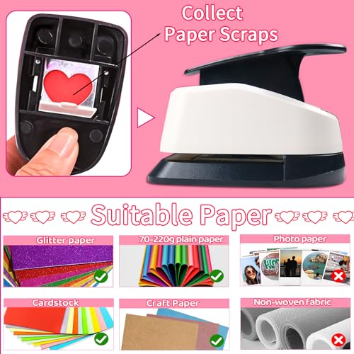 HKKYO Heart Hole Puncher for Crafts, Heart Paper Cutter, Hearts Paper Punch, Hearts Shaped Puncher, Craft Punches for Card Making, 3/8 in, 5/8 in, 1 in, 1.5 in, 2 inch Scrapbooking Punch - 5 Pcs - Image 3