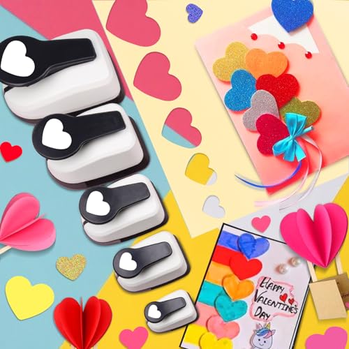 HKKYO Heart Hole Puncher for Crafts, Heart Paper Cutter, Hearts Paper Punch, Hearts Shaped Puncher, Craft Punches for Card Making, 3/8 in, 5/8 in, 1 in, 1.5 in, 2 inch Scrapbooking Punch - 5 Pcs - Image 2