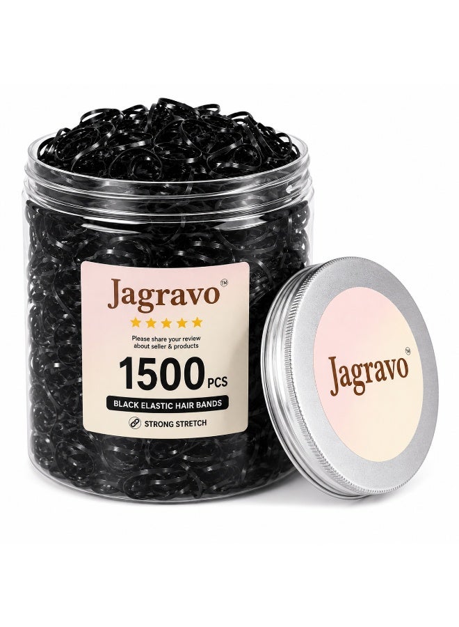 جاجرافو ربطات شعر صغيرة مطاطية سوداء من Jagravo 1500 قطعة – أربطة شعر ناعمة من المطاط للبنات الصغيرات والأطفال – تثبيت ذيل الحصان بدون شد – أربطة لطيفة ومتينة للاستخدام اليومي لتصفيف الشعر - Image 1