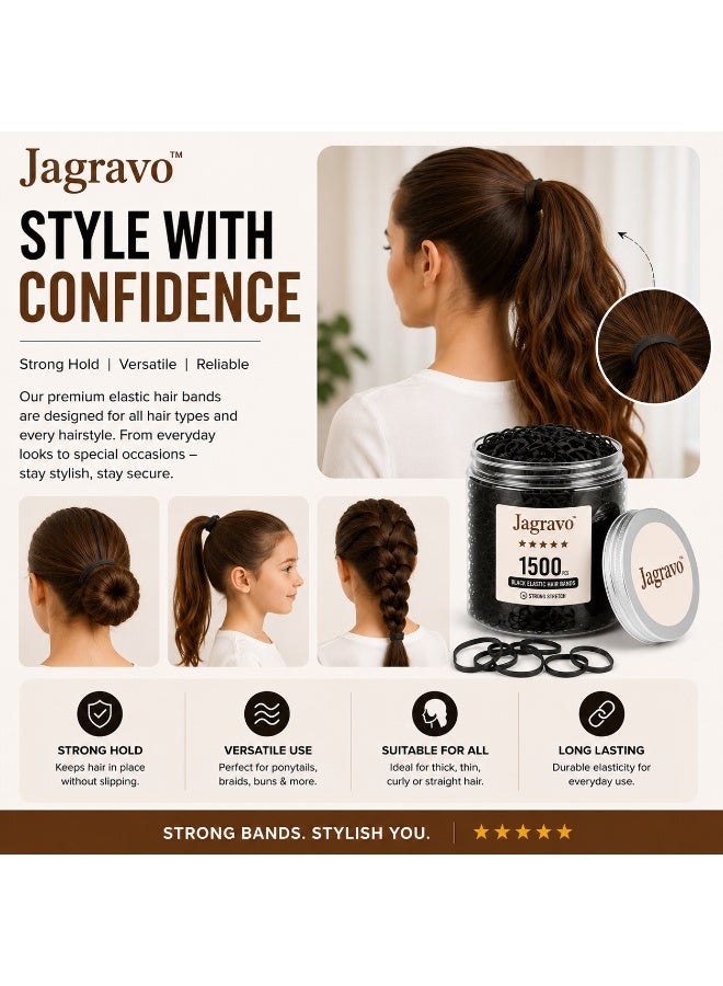 جاجرافو ربطات شعر صغيرة مطاطية سوداء من Jagravo 1500 قطعة – أربطة شعر ناعمة من المطاط للبنات الصغيرات والأطفال – تثبيت ذيل الحصان بدون شد – أربطة لطيفة ومتينة للاستخدام اليومي لتصفيف الشعر - Image 3