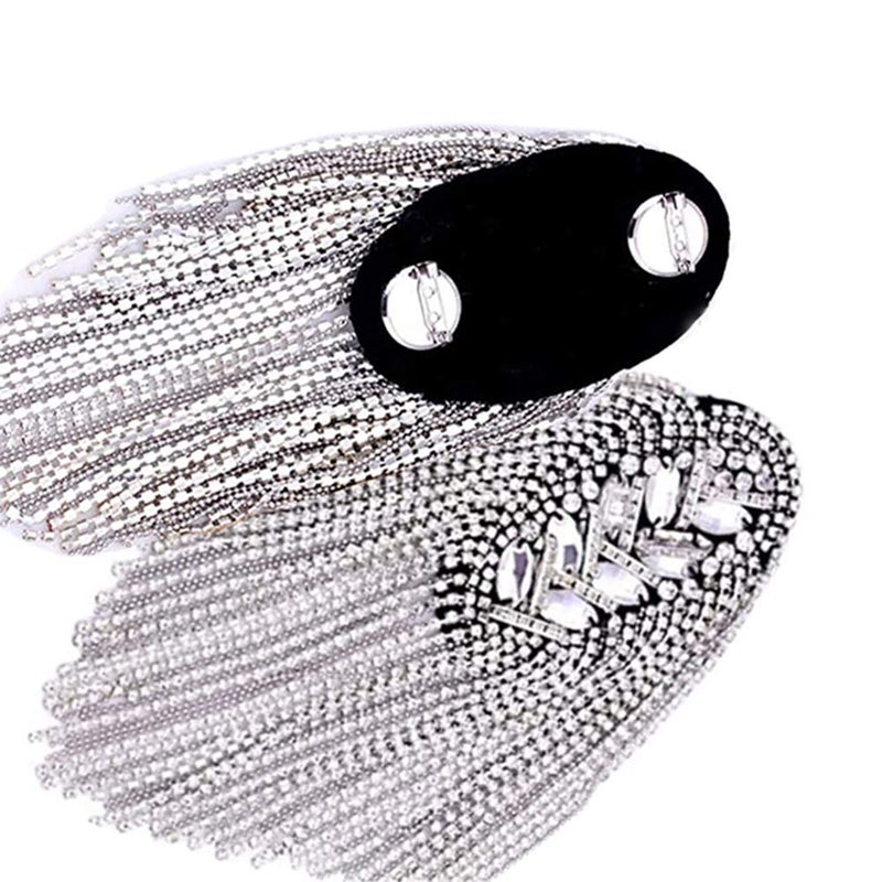 Zthread 2pcs Rhinestone Tassel Shoulder Epaulet Spike Chain Shoulder Badge Brooch Pins for Man Woman - Image 4