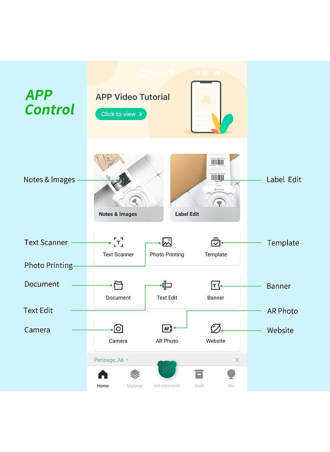 PeriPage Mini Pocket All-in-One Thermal Printer Wireless BT Picture Photo Label Memo Receipt Paper Printer AR Photo Function with USB Cable Support for Android iOS Smartphone Windows  - Image 4
