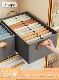 DUNISO 3pcs Wardrobe Clothes Organizer Foldable Closet Storage Organizer for Clothes Jeans Washable Closet Storage Boxes with Carrying Handles Cube Storage Bin for Home Bedroom Office  - Image 1