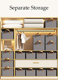 DUNISO 3pcs Wardrobe Clothes Organizer Foldable Closet Storage Organizer for Clothes Jeans Washable Closet Storage Boxes with Carrying Handles Cube Storage Bin for Home Bedroom Office  - Image 3