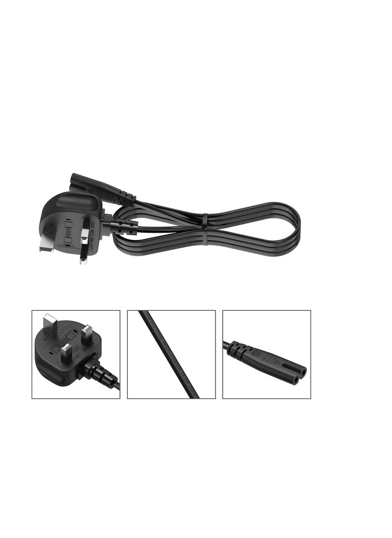 Terabyte - 3M UK Power Cable (IEC320C7 to BS 1363) C7 Figure 8 Power Lead, PS4 Power Cable, Kettle Lead/Power Cord compatible with Samsung LG Philips Toshiba TV/Printer/PS4/PS3/PS5 - Image 1