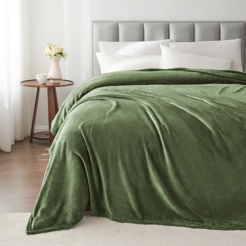 بيديليت بطانية صوف بيدليت بطانية كينج حجم بطانيات للسرير الفاخرة الفاخرة دافئة غامض بطانية 108x90 بوصة فائقة النعومة دافئة خفيفة الوزن رمي جميع المواسم مناسبة الزيتون الأخضر - Image 5