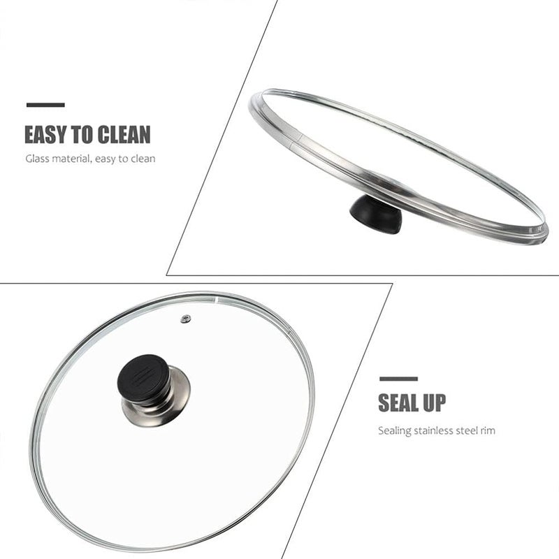 OSALADI Tempered Glass Lid with Bakelite Knob Pots Skillets Ventd Lid Heat Resistant Cookware Handle Universal Pans Pots Cover for Frying Pan Woks 30cm - Image 3