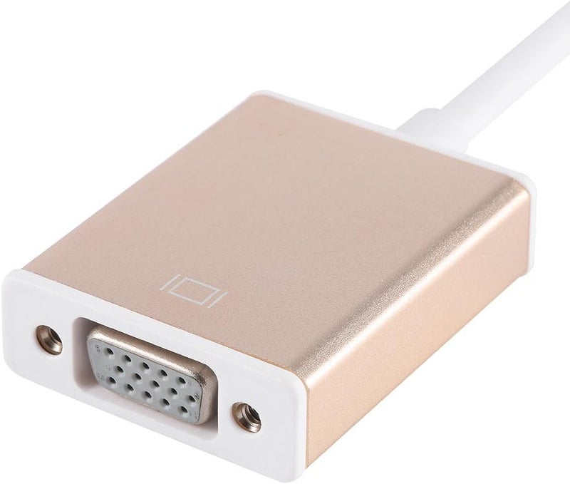 محول من USB Type-C إلى VGA بتصميم ألومنيومي قابل للتوصيل التلقائي، مناسب لأجهزة اللابتوب بحجم 12 بوصة، للاستخدام في العروض التقديمية وغرف الاجتماعات (لون ذهبي) - Image 3